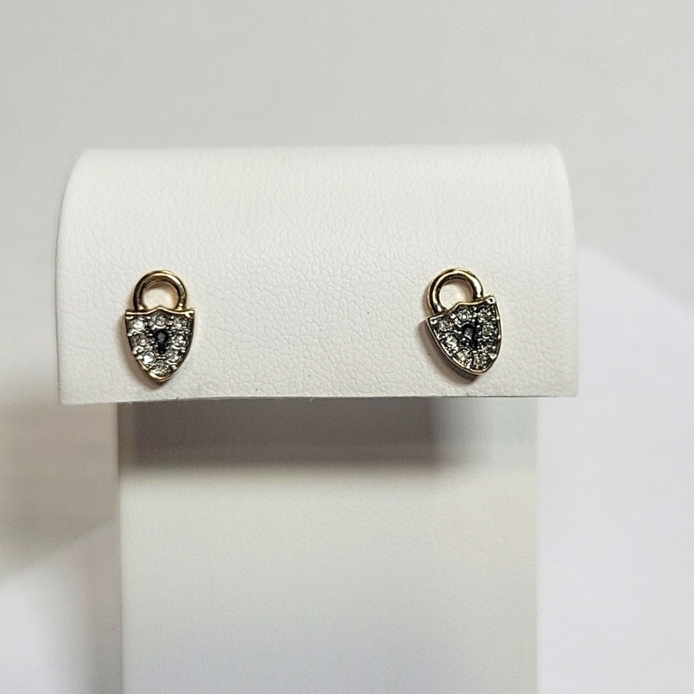 Y2k Vintage Juicy Couture Gold Rhinestone Lock Earrings Totally Secure Couture